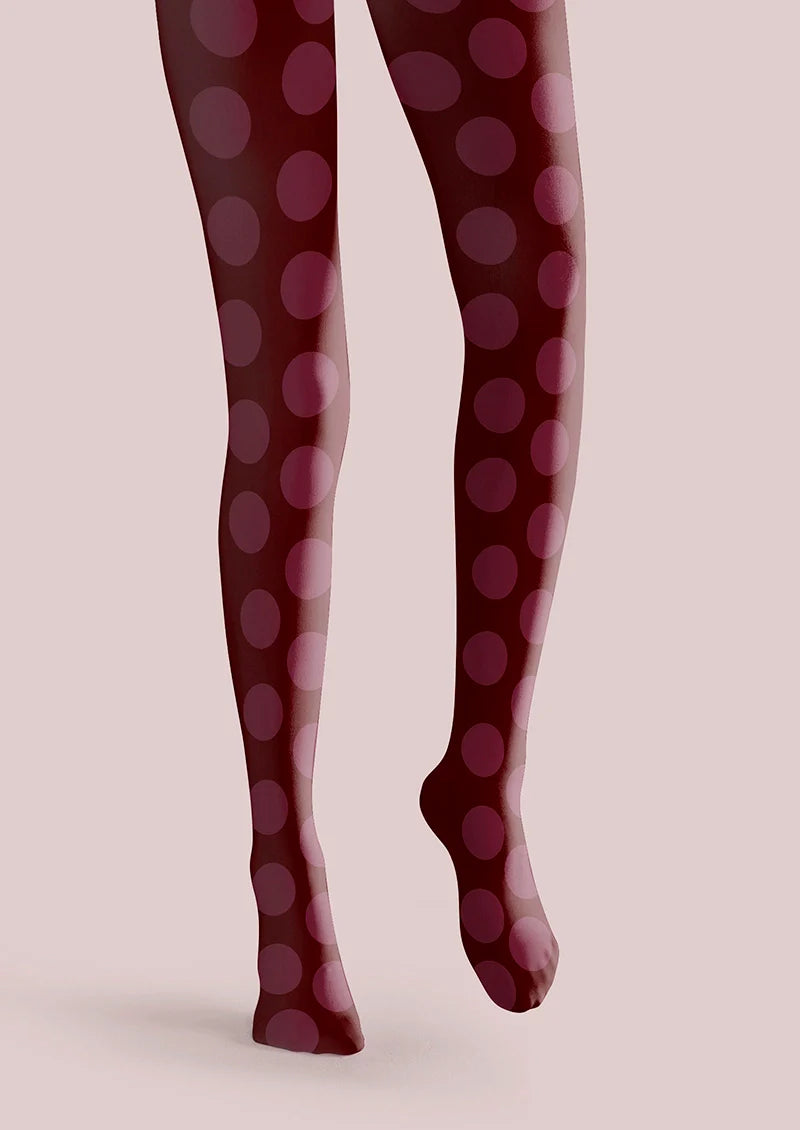 deep red Morandi polka dots Tights Hosiery Pantyhose