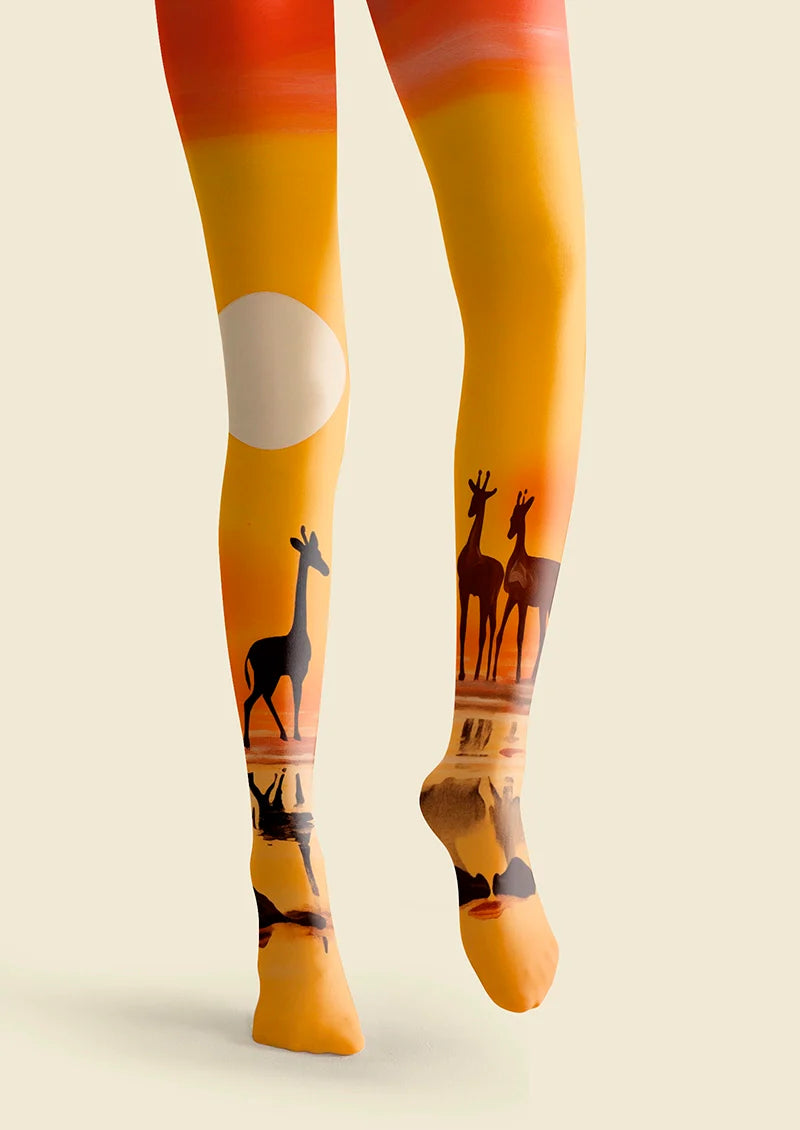 Giraffes at Sunset Tights Hosiery Pantyhose