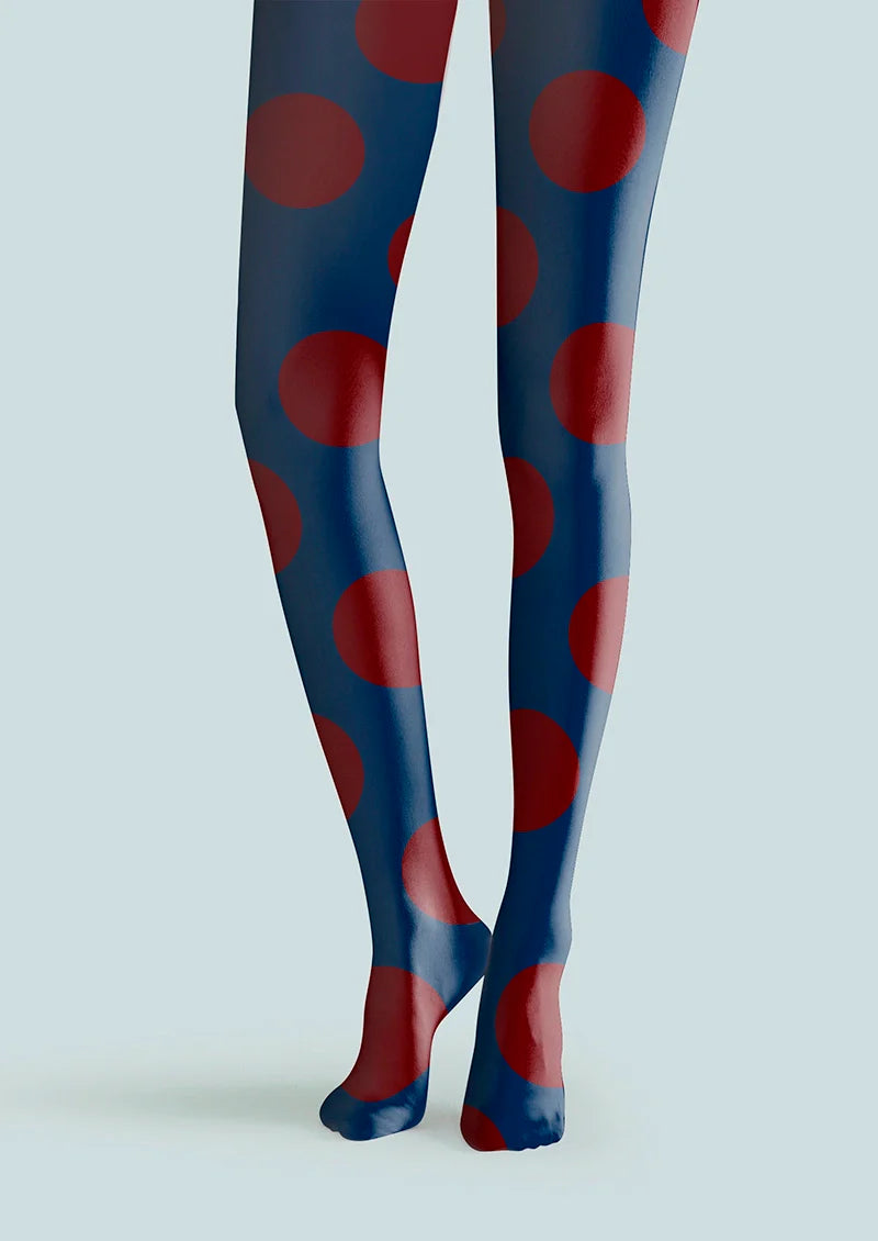 Navy blue-deep red Morandi  polka dots Memory Tights Hosiery Pantyhose