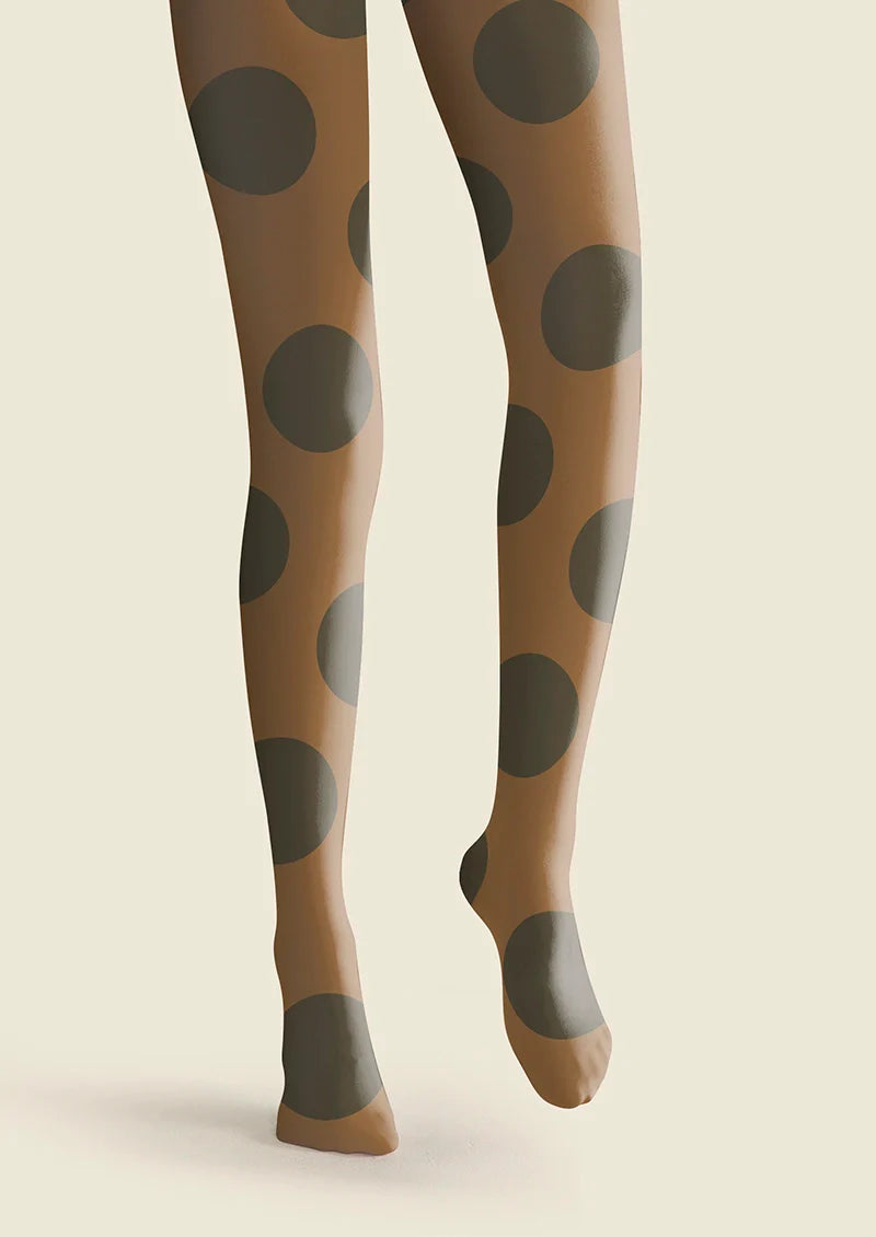 Brown-Olive green Morandi  polka dots Memory Tights Hosiery Pantyhose