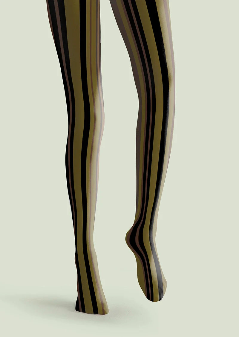Olive green stripes Tights Hosiery Pantyhose