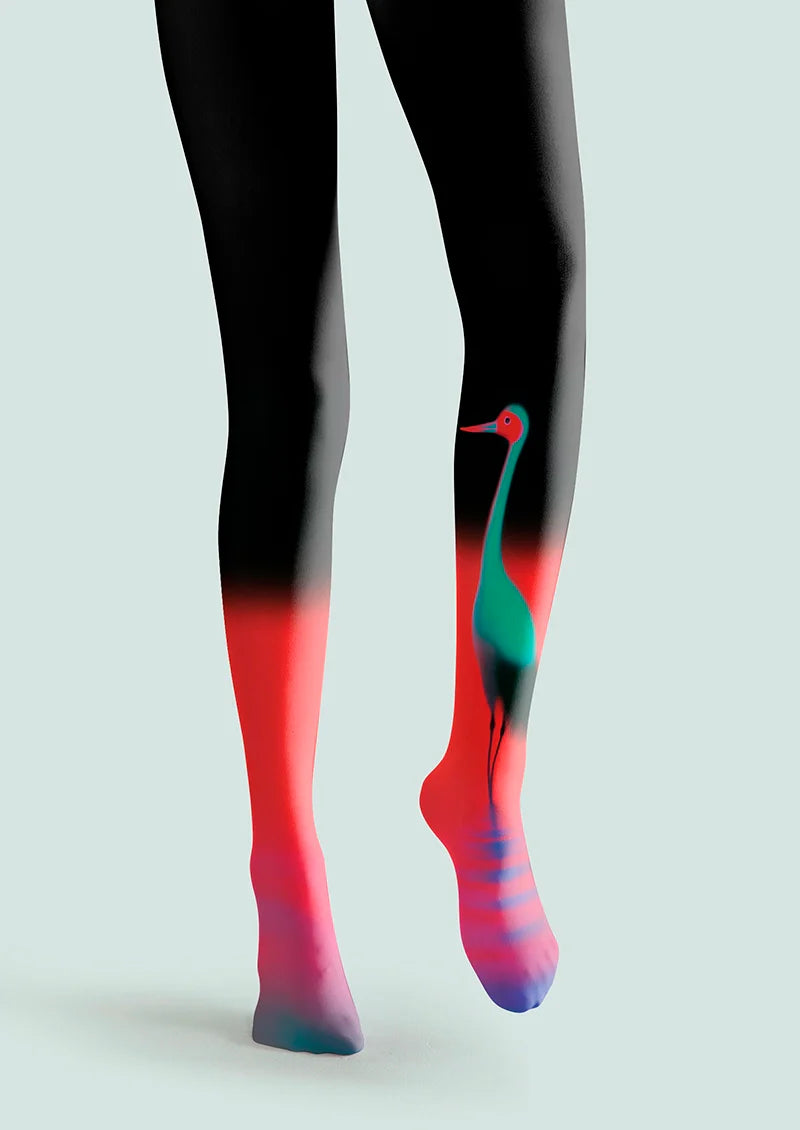Iridescent Crane Trails Tights Hosiery Pantyhose