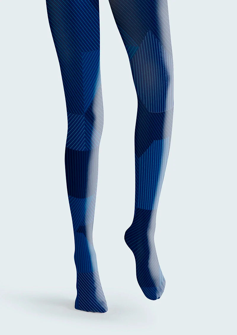 Blue Striped Rectangle Tights Hosiery Pantyhose