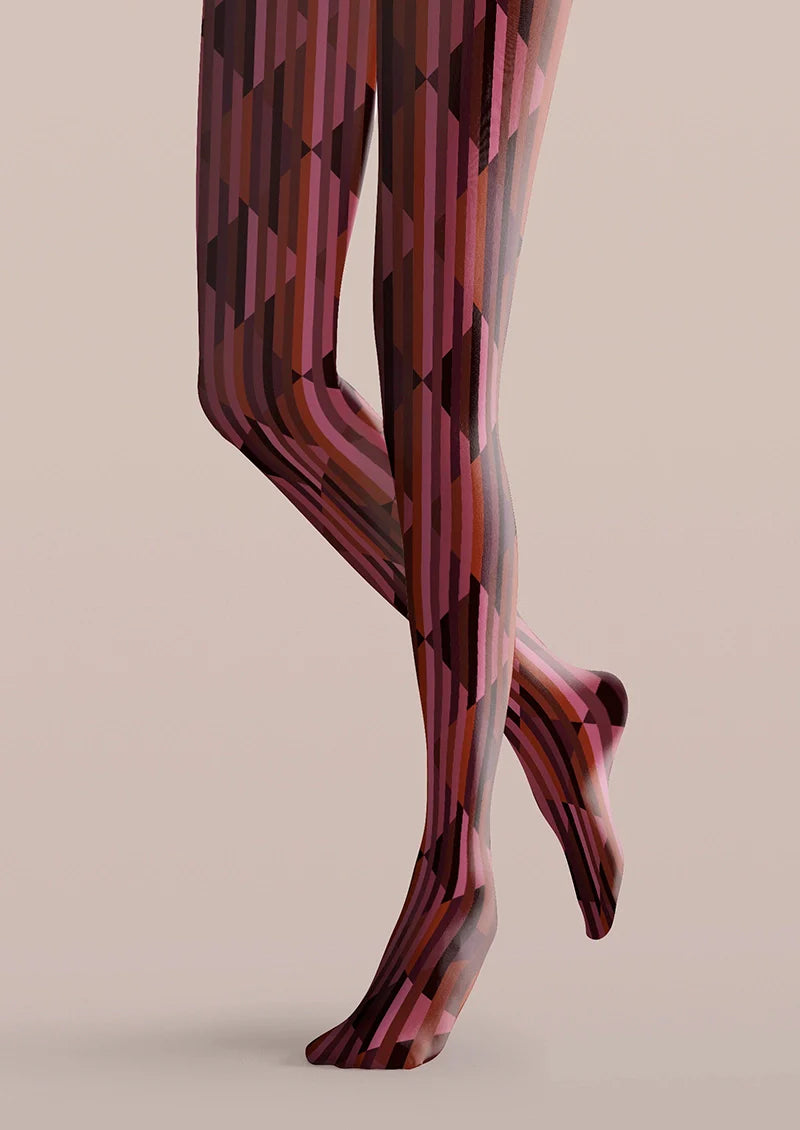 Burgundy check Tights Hosiery Pantyhose