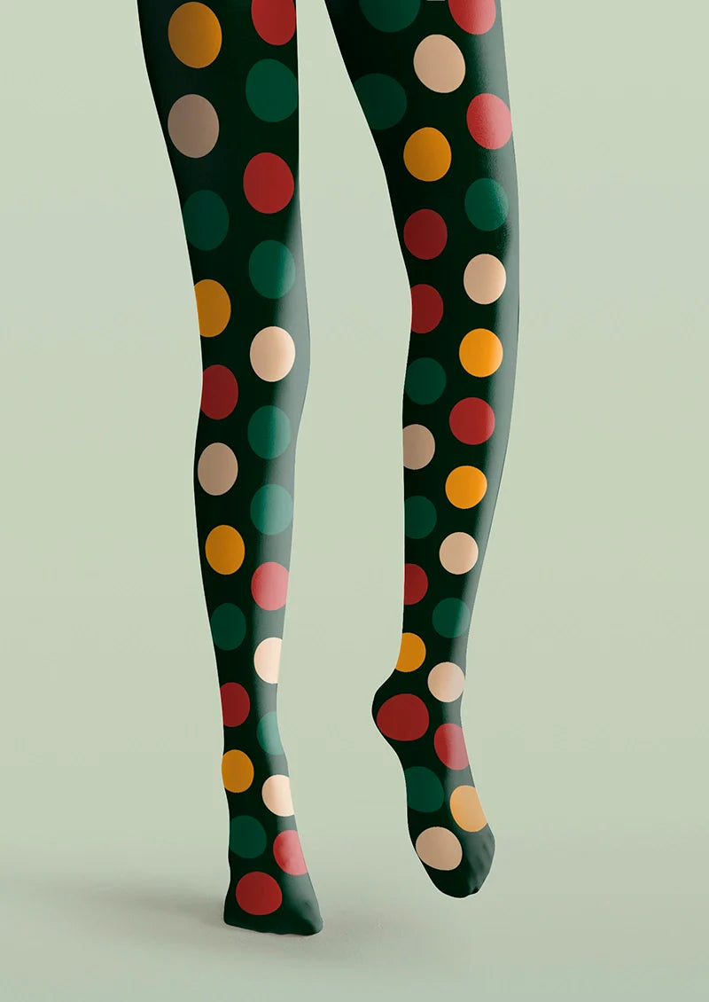 Christmas green polka dots Tights Hosiery Pantyhose