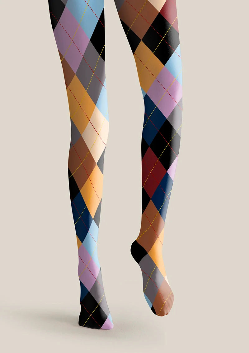 Shape Color Cubes Tights Hosiery Pantyhose