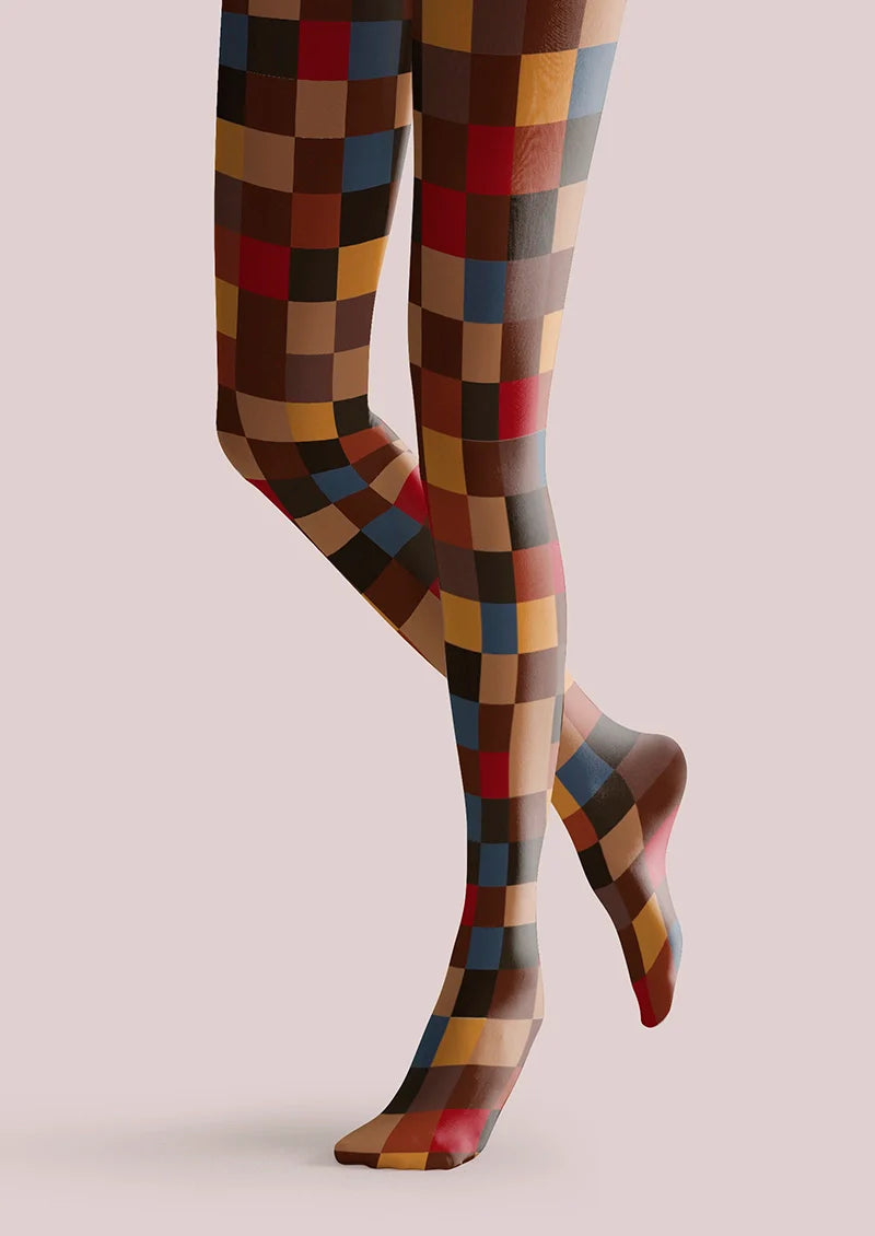 Terra-Cotta  Plaid Tights Hosiery Pantyhose