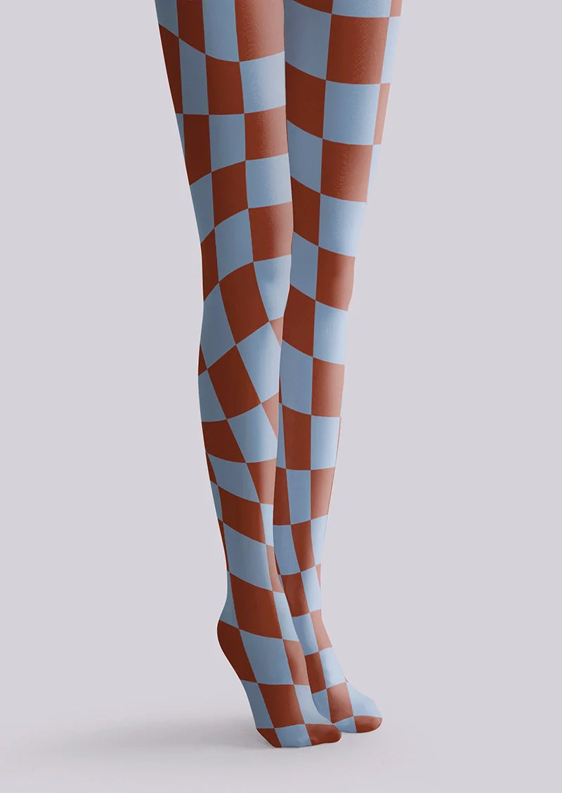 Purple-brown Checked Tights Hosiery Pantyhose