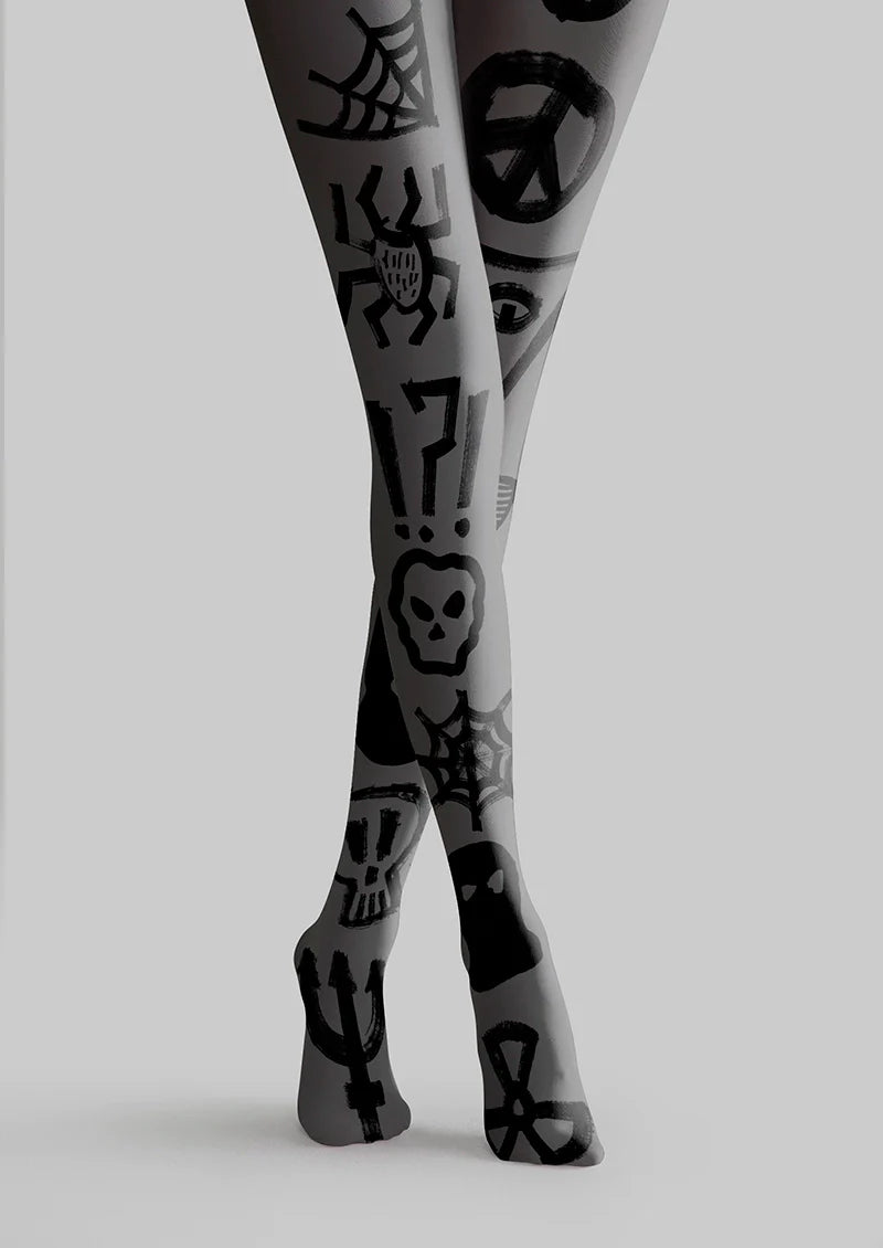 Graffiti Cobweb Tights Hosiery Pantyhose