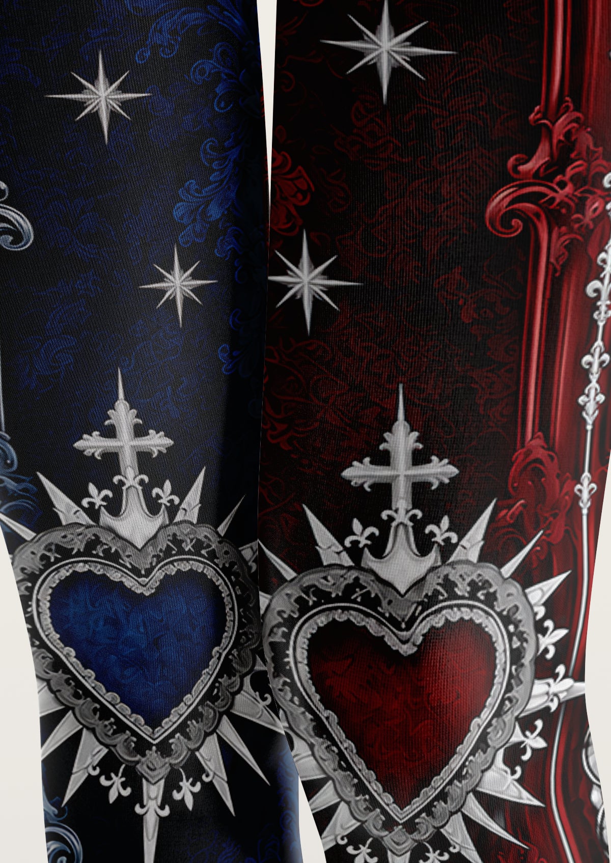 Navy and Burgundy Heart Tights