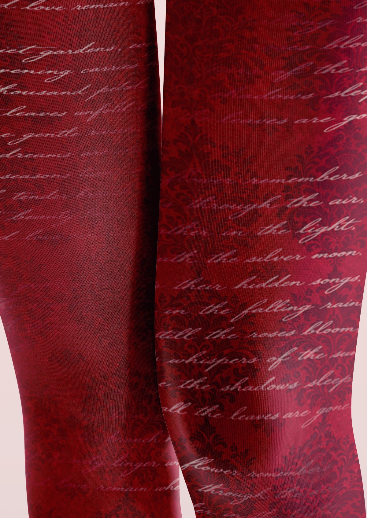 Red Cursive Script Tights