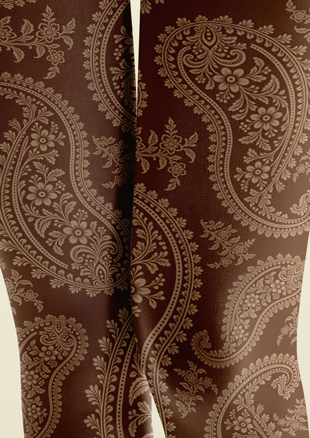 Brown Floral Paisley Tights