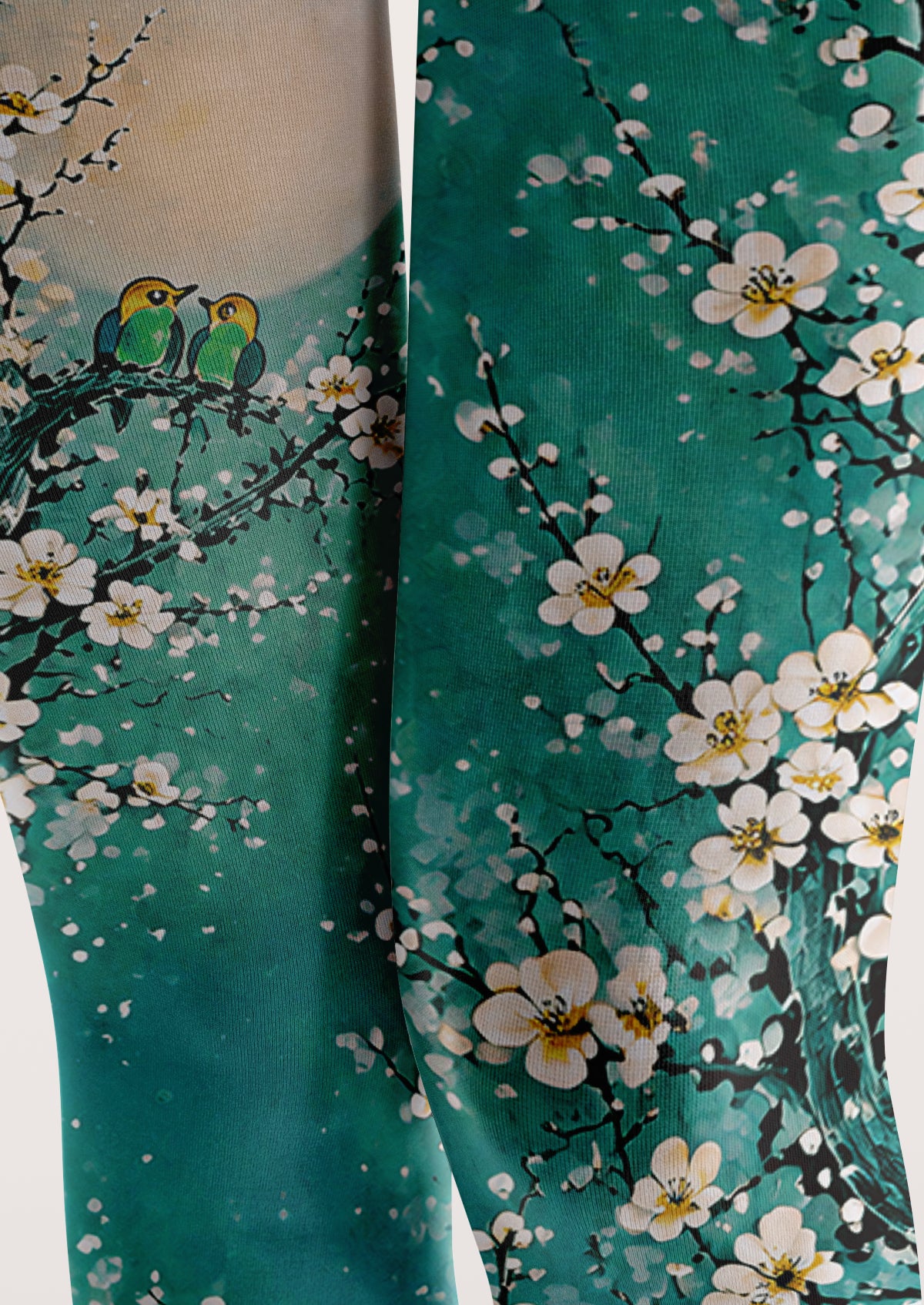 Green Plum Blossom Tights