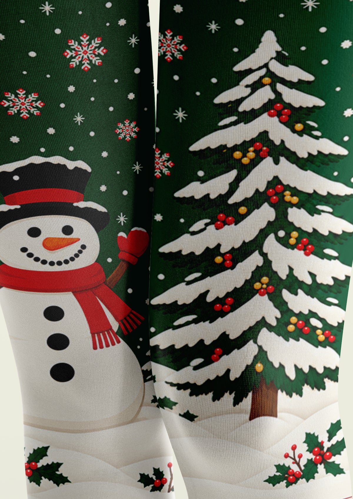 Ivory Christmas Snowman Tights