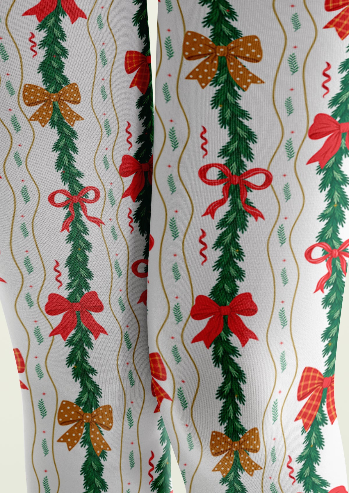 White Christmas Bow Tights