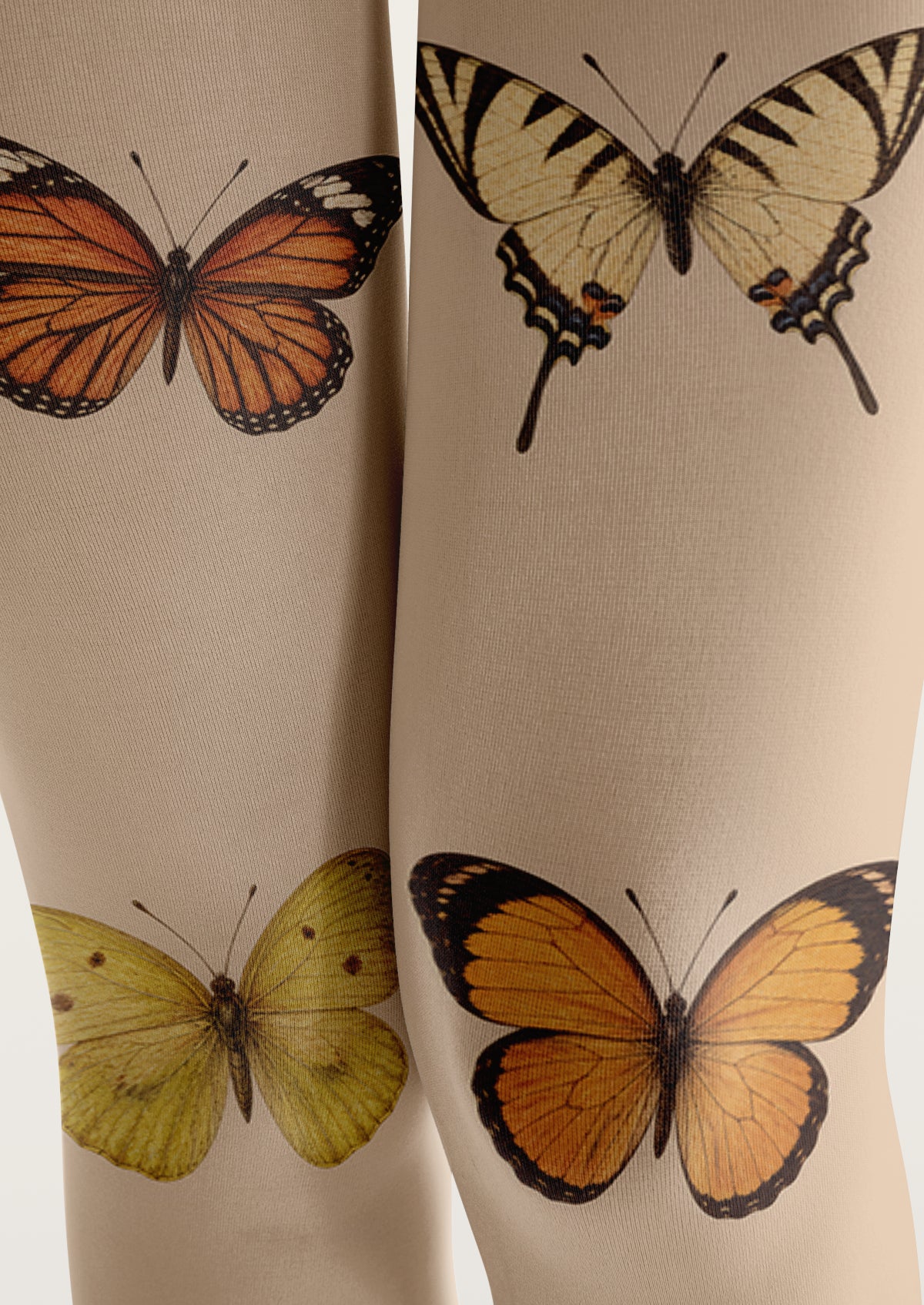 Beige Butterfly Tights