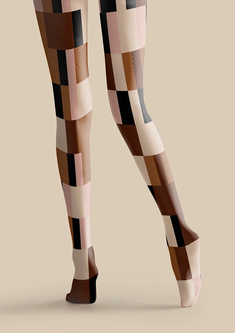 Brown Geometry Set Tights Hosiery Pantyhose