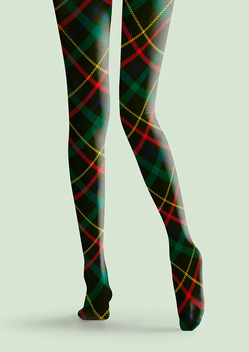 Christmas Dark green stripes Checked Tights Hosiery Pantyhose