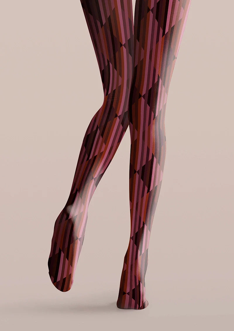 Burgundy check Tights Hosiery Pantyhose