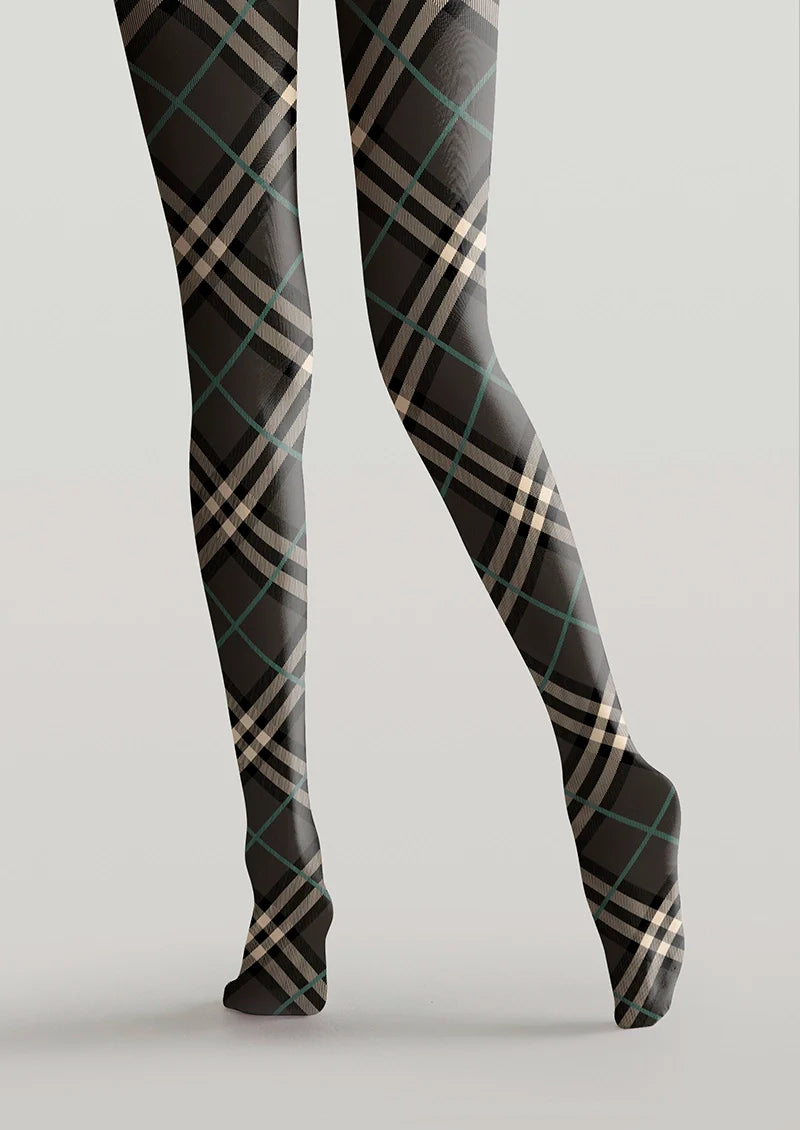 Grayish black Check Tights Hosiery Pantyhose