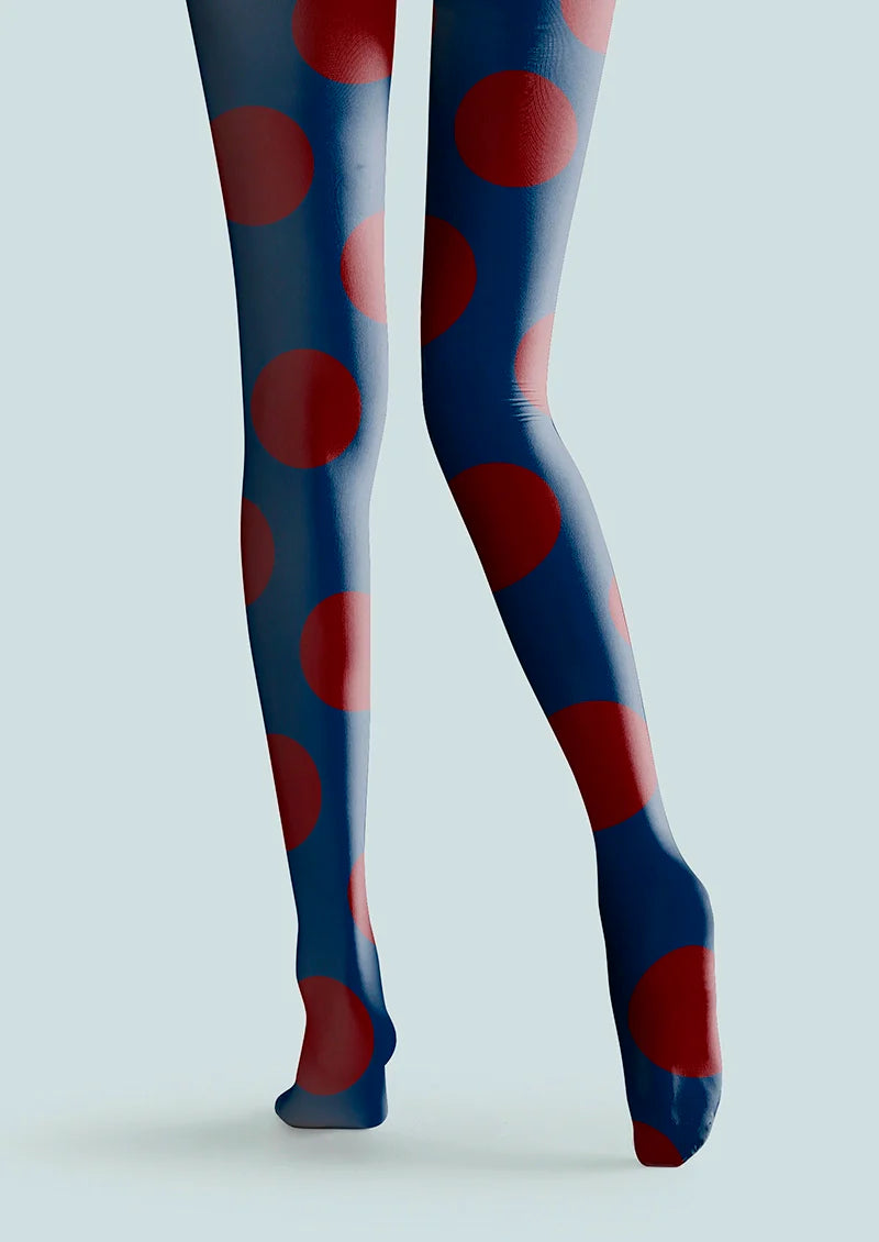 Navy blue-deep red Morandi  polka dots Memory Tights Hosiery Pantyhose