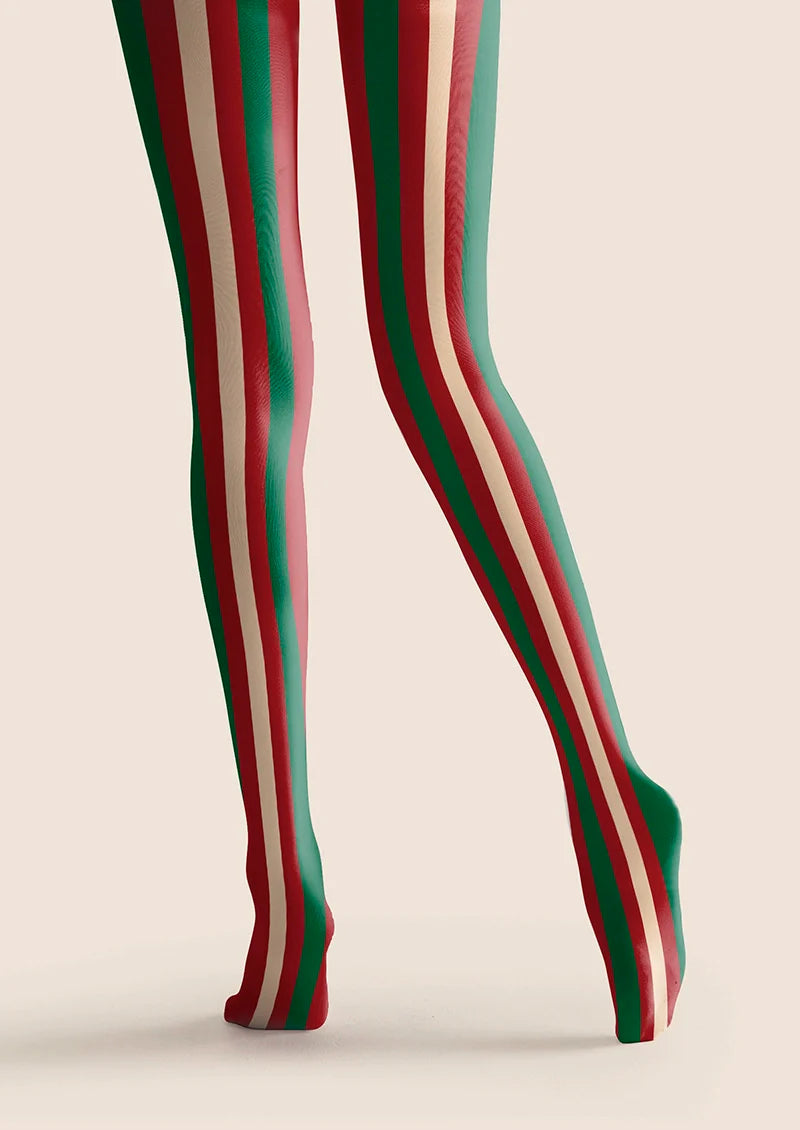 Christmas red-green stripes Tights Hosiery Pantyhose