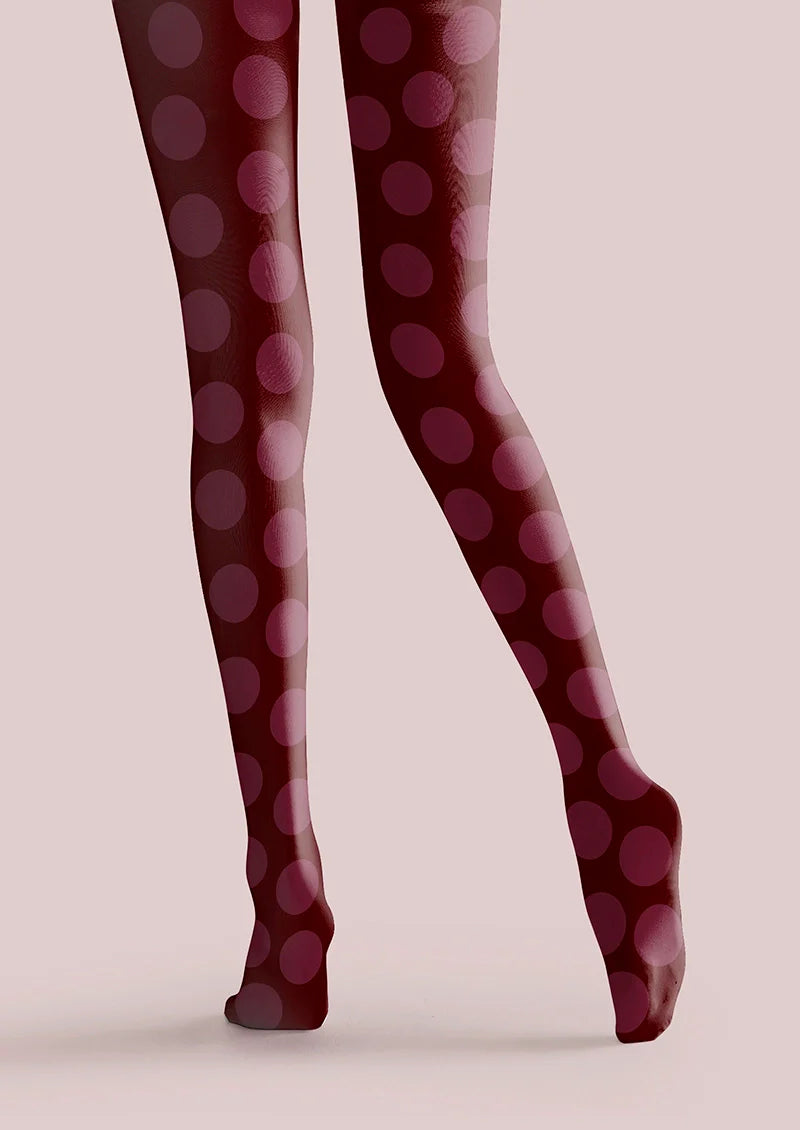 deep red Morandi polka dots Tights Hosiery Pantyhose