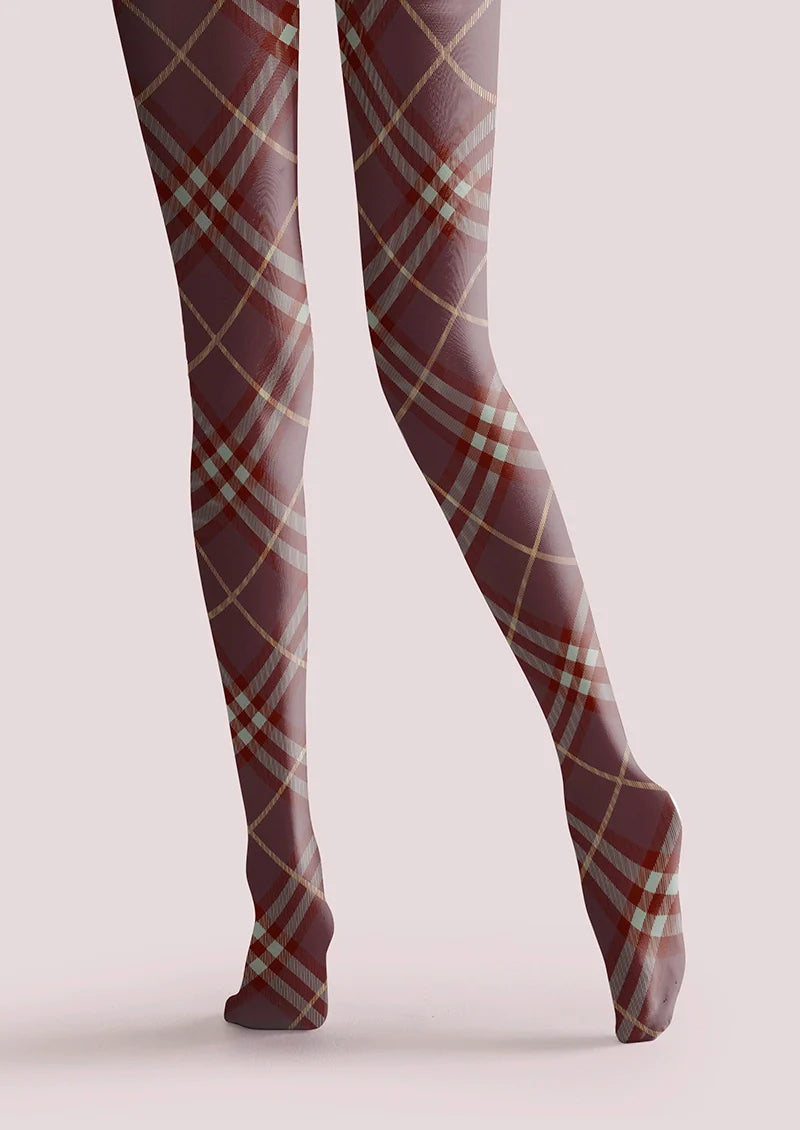 Dark Purple Maillard Check Tights Hosiery Pantyhose