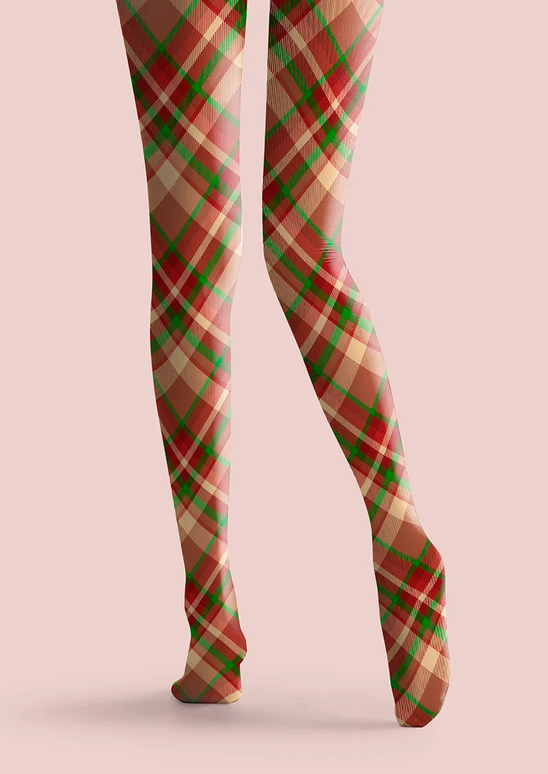 Christmas red-green stripes Checked Tights Hosiery Pantyhose