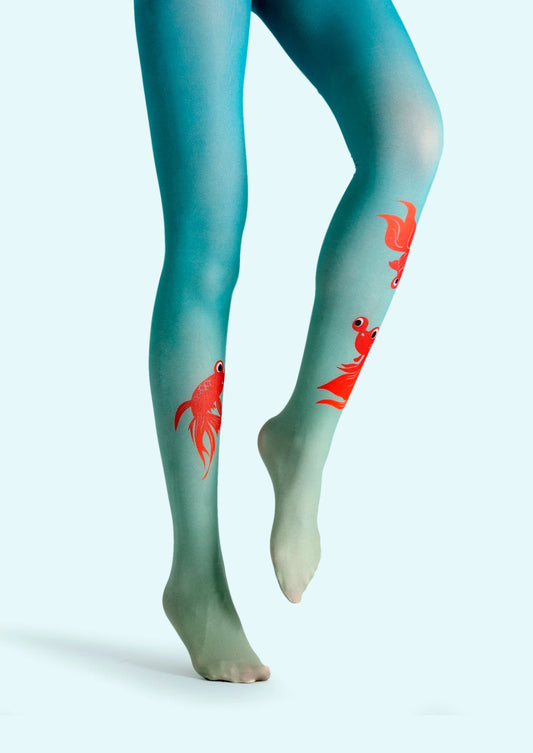 Fun Art Print Tights versatile Pantyhose/Tights [Goldfish]