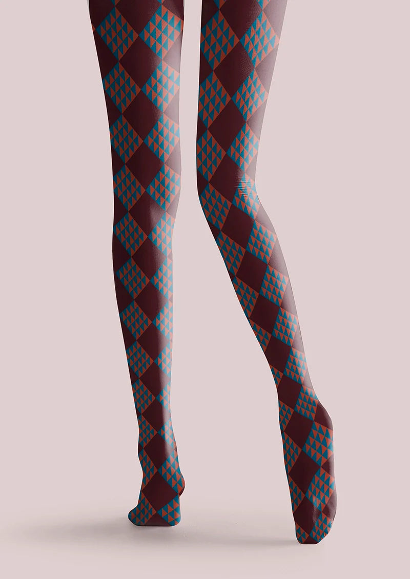 Burgundy red checkered Tights Hosiery Pantyhose