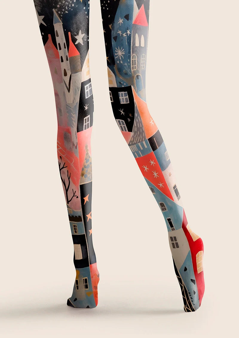 Block Color Fantasy Town Tights Hosiery Pantyhose