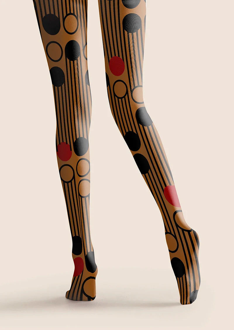 Rhythm Wave Maillard Print Tights Hosiery Pantyhose