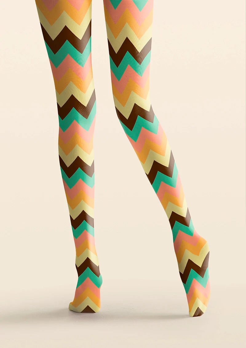 Colorful Jagged Stripes Tights Hosiery Pantyhose