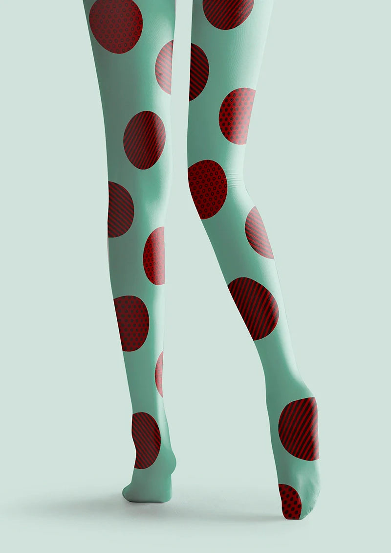 PopArt Print Tights color Pantyhose/Tights [Green & Red Polka Dots]