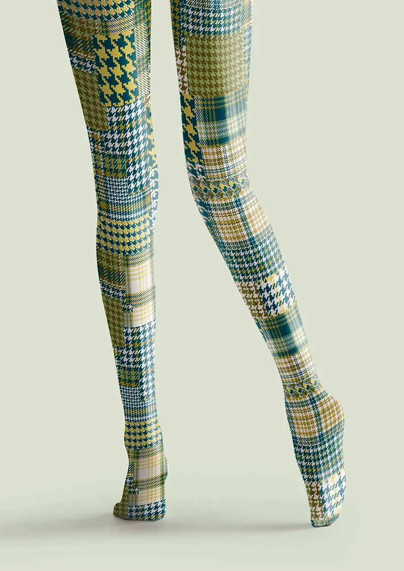 Patchwork houndstooth Tights Hosiery Pantyhose