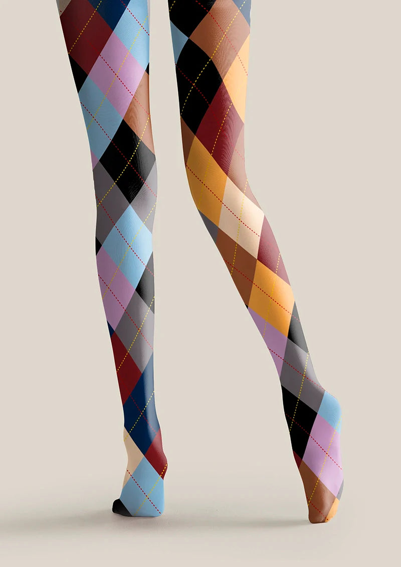 Gypsy Check Tights – Pop Art Boho Printed Pantyhose | Marcellise