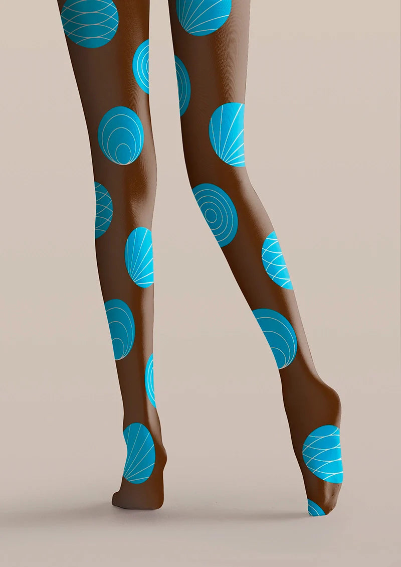 PopArt Print Tights Color Pantyhose/Tights [Brown & Sky Blue Polka Dots]