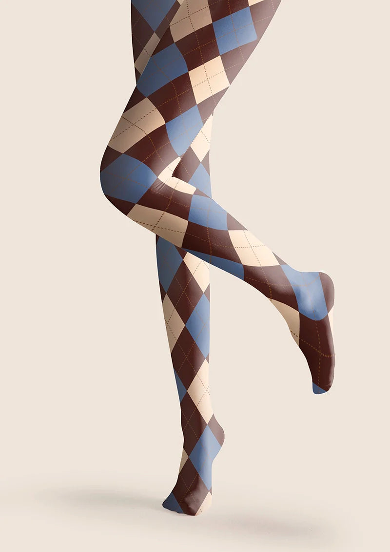 Colored Check College Tights Hosiery Pantyhose