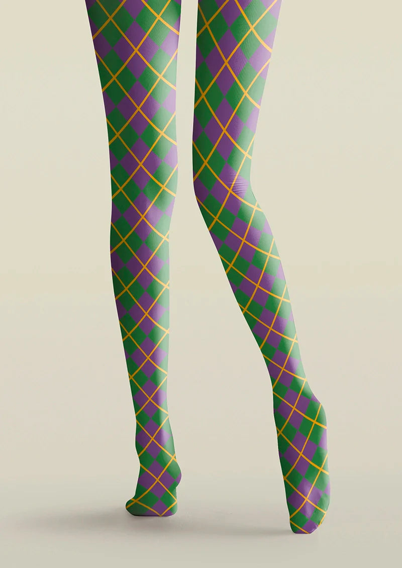 Green- purple checkered Tights Hosiery Pantyhose