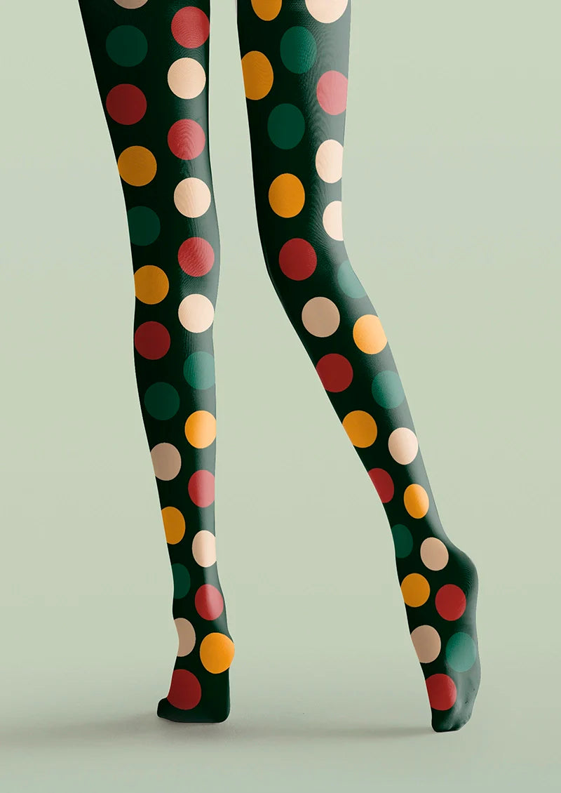 Christmas green polka dots Tights Hosiery Pantyhose