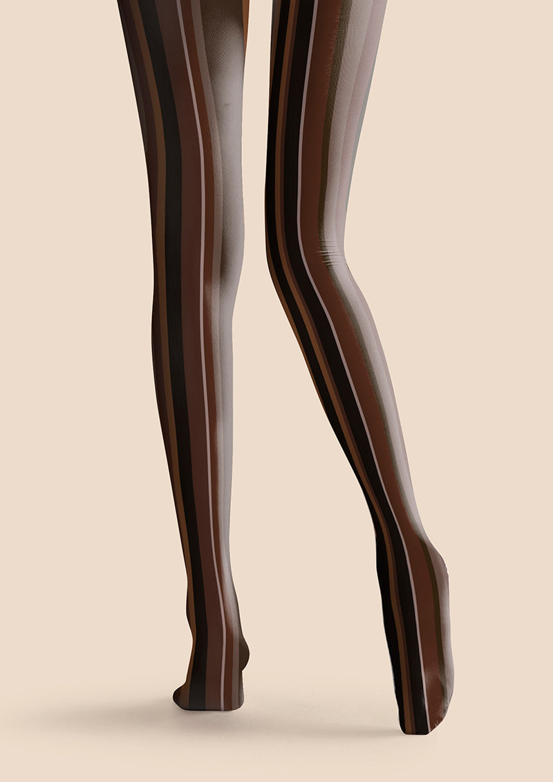 Dark Brown Vintage Stripes Tights Hosiery Pantyhose