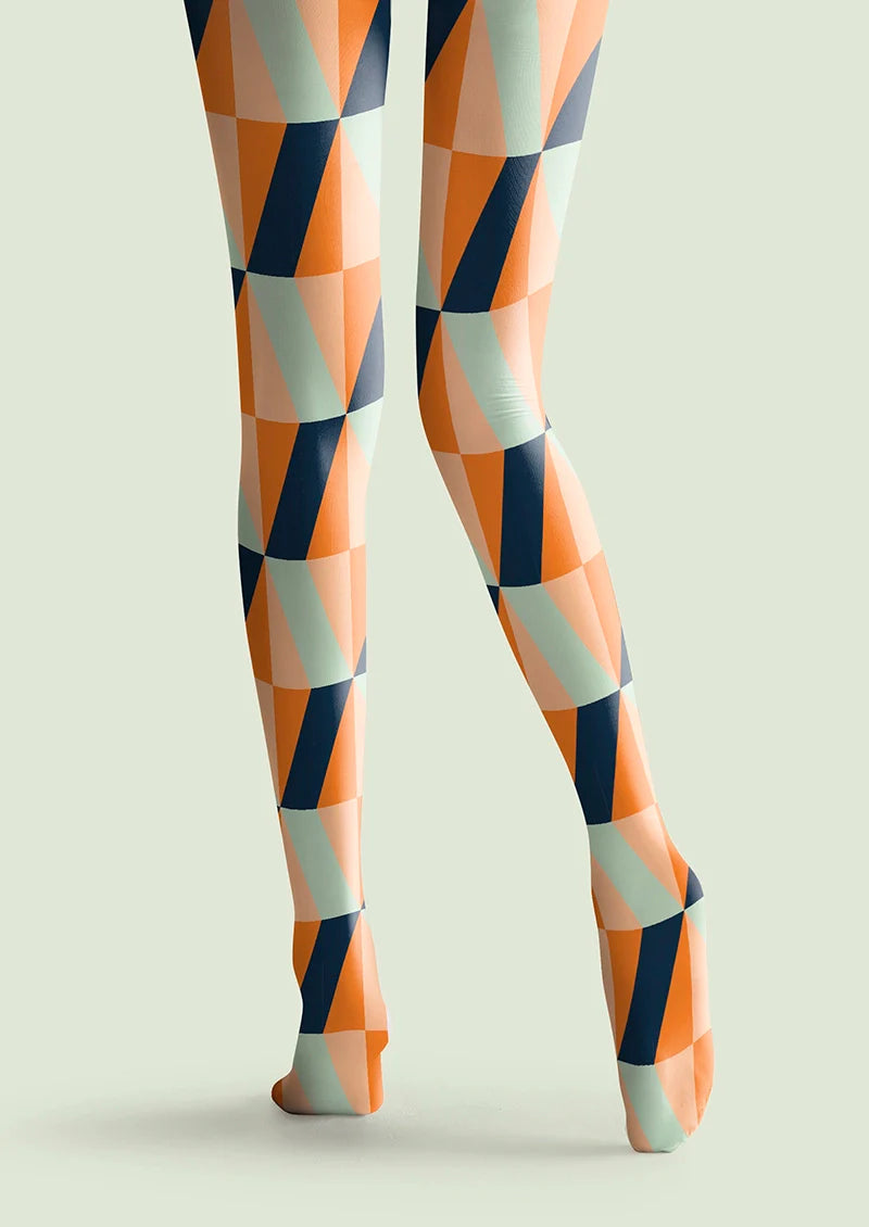 Orange-Green Prism Tights Hosiery Pantyhose