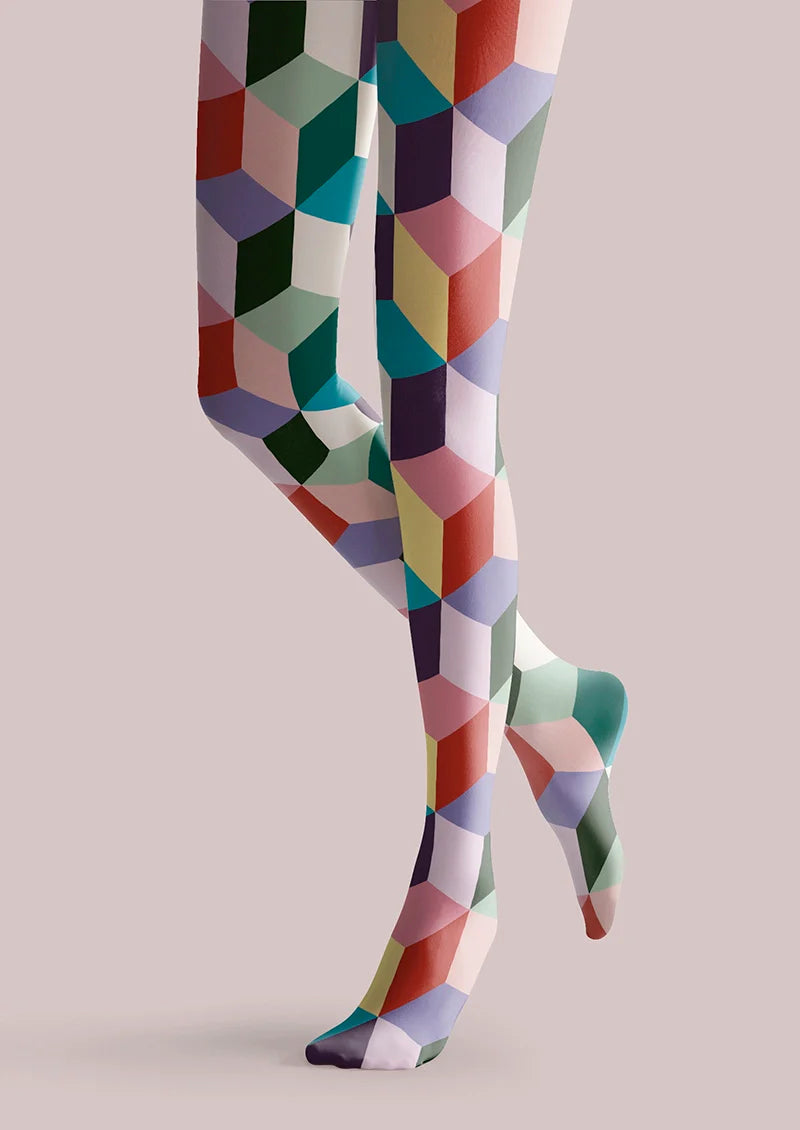 Colored Blocks Tights Hosiery Pantyhose