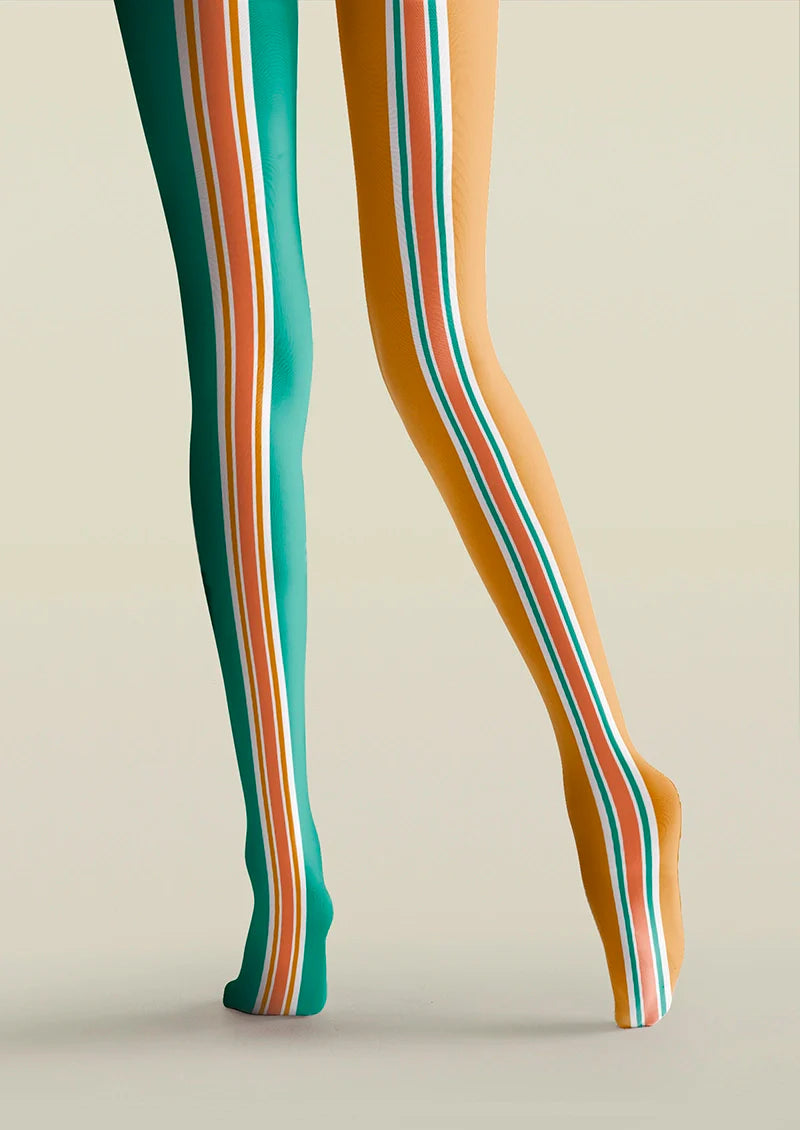 Orange-green stripes Tights Hosiery Pantyhose