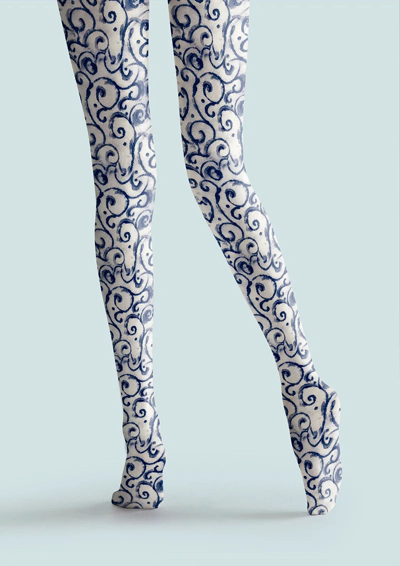 Cyan flower Tights Hosiery Pantyhose