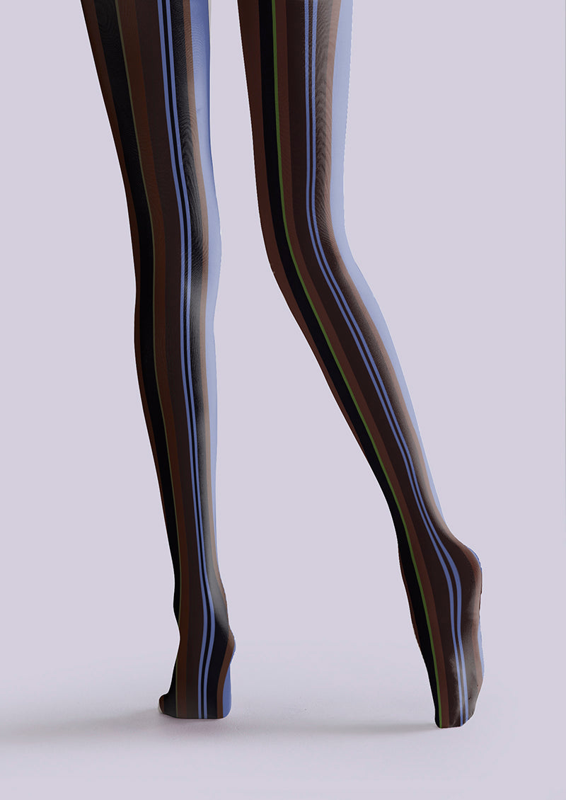 Dark Purple Vintage Stripes Tights Hosiery Pantyhose