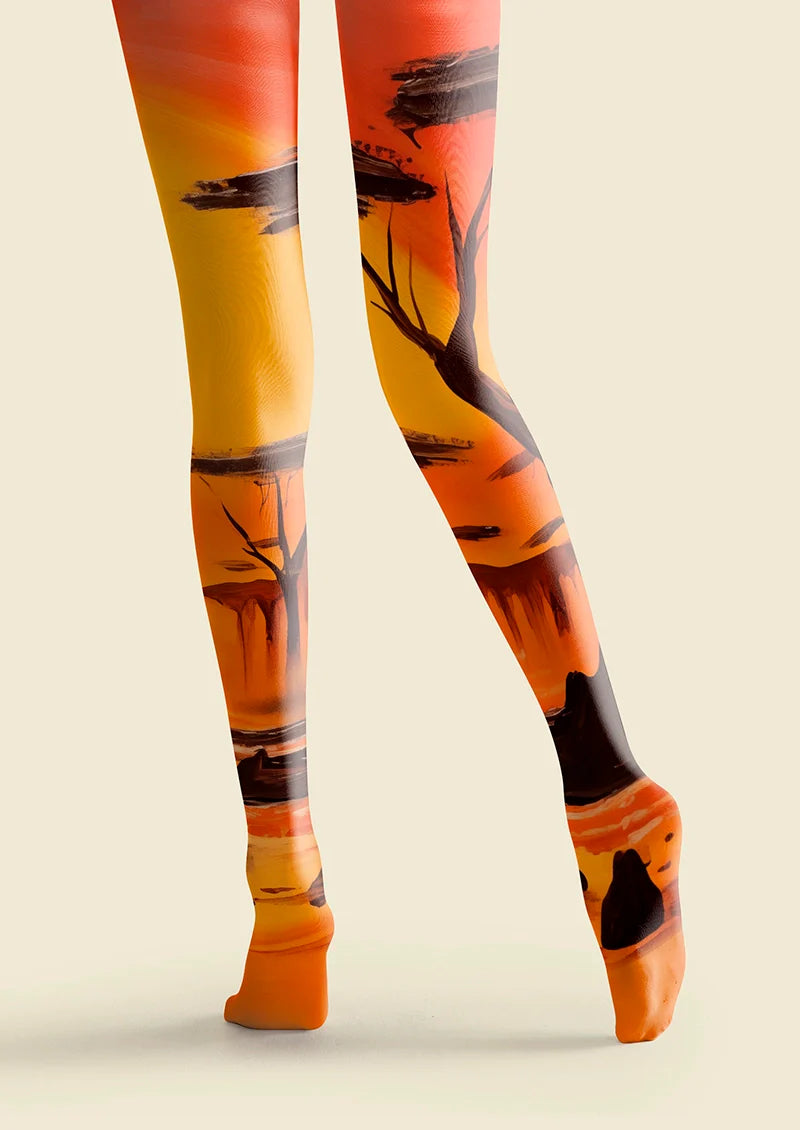 Giraffes at Sunset Tights Hosiery Pantyhose