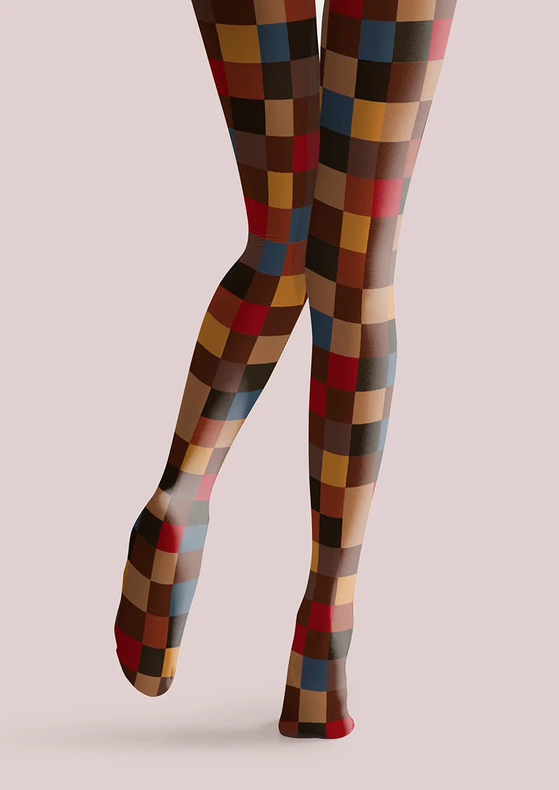 Terra-Cotta  Plaid Tights Hosiery Pantyhose