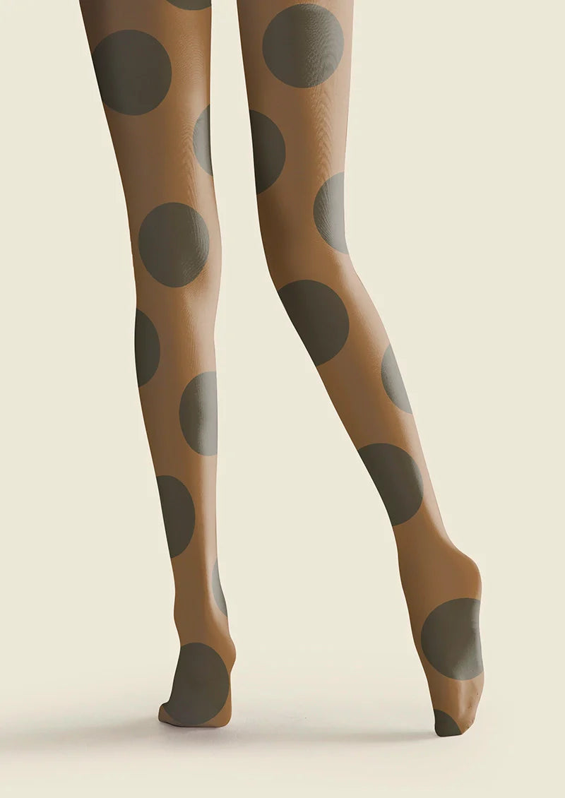 Brown-Olive green Morandi  polka dots Memory Tights Hosiery Pantyhose